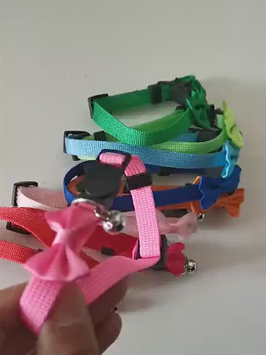 PAWS ASIA Lazada Hot Sale Nylon Small Multi Color Pet Collar Bow With Bell Cat Jewelry Dog
