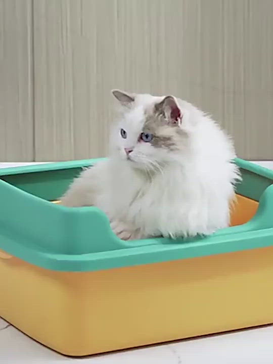 PAWS ASIA Manufacturers Pet Cleaning Simple Cute Semi Closed Large Space Cat Toilet Box