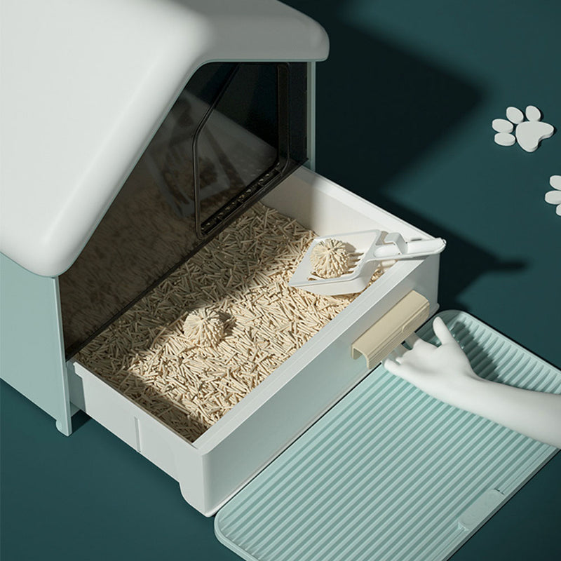 PAWS ASIA Manufacturers New Oversized Splash Proof Cat Toilet House With Drawer And Mat