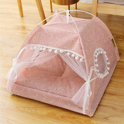 PAWS ASIA Wholesale Indoor Luxury Princess Trendy Foldable Washable Cat Bed Tent Small Dog Bed