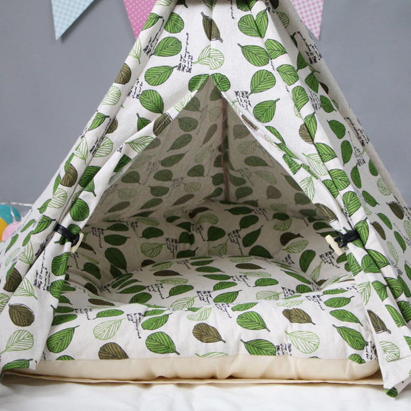 PAWS ASIA Manufacturer High Quality Wood Portable Cat Bed Dog Teepee Tents