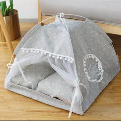 PAWS ASIA Wholesale Indoor Luxury Princess Trendy Foldable Washable Cat Bed Tent Small Dog Bed