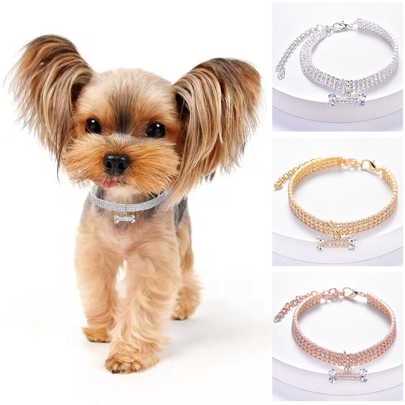 PAWS ASIA Suppliers Luxury Cute Small Rhinestones Cat Collar Bling Necklace Puppy Dog