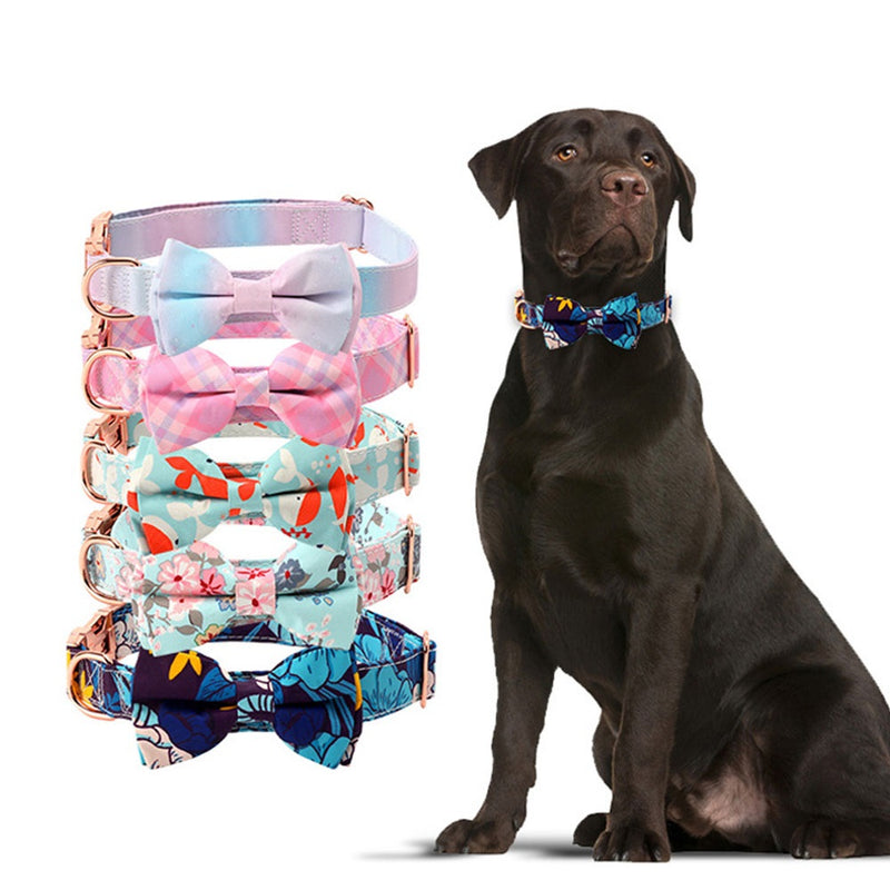 PAWS ASIA Manufacturers Western Style Luxury Colorful Pattern Removable Bow Tie Dog Collars