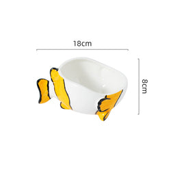 PAWS ASIA Factory Cute Clownfish Shape Eco Ceramic Slanted Food Eating Pet Drinking Cat Bowl Dog