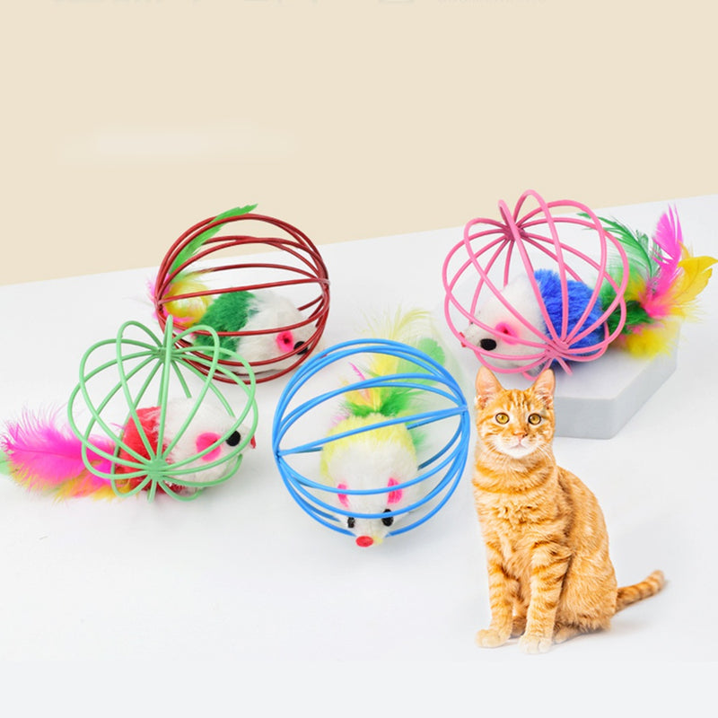 PAWS ASIA Amazon New Popular Plush Colorful Silent Rolling Cat Mouse Toy Ball3
