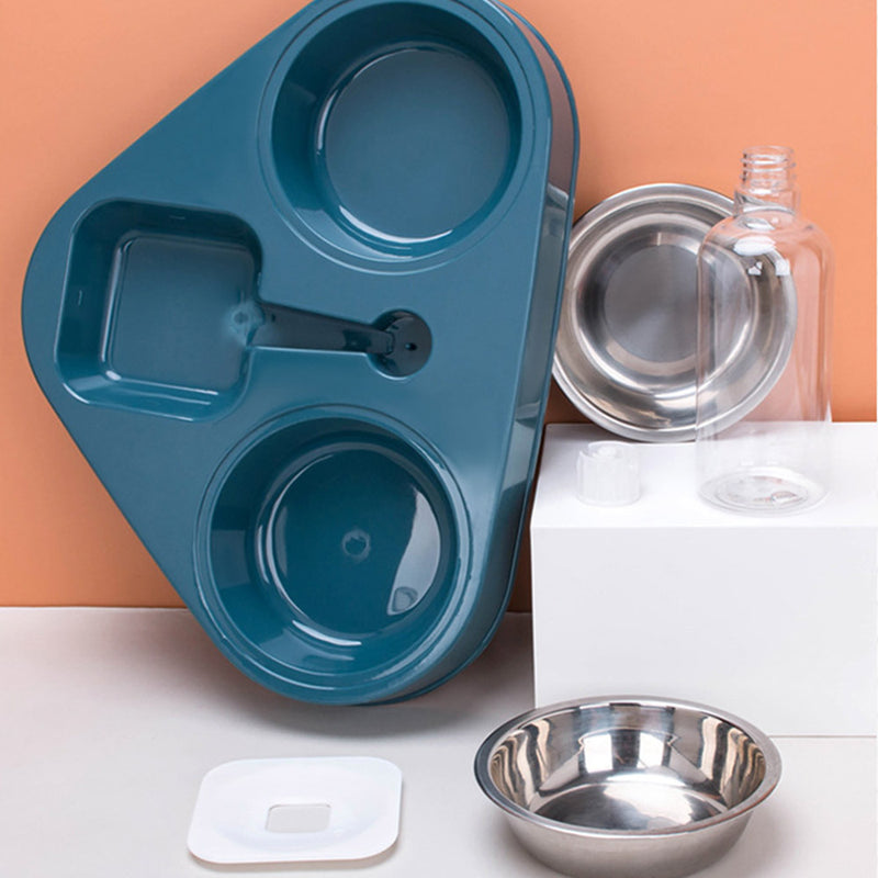 PAWS ASIA Wholesale Luxury New Stainless Steel 2 In 1 Multiple Dog Bowl Feeder With Bottle