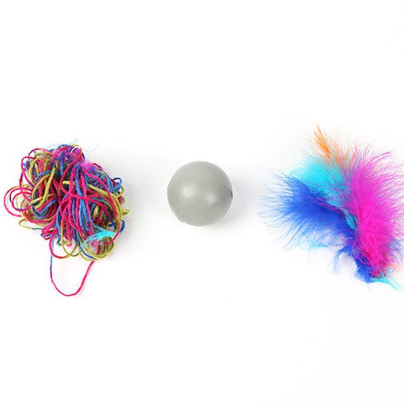 PAWS ASIA Suppliers Custom Hand Woven Colorful Stuffed Interactive Trainer Cat Ball Toy Feather