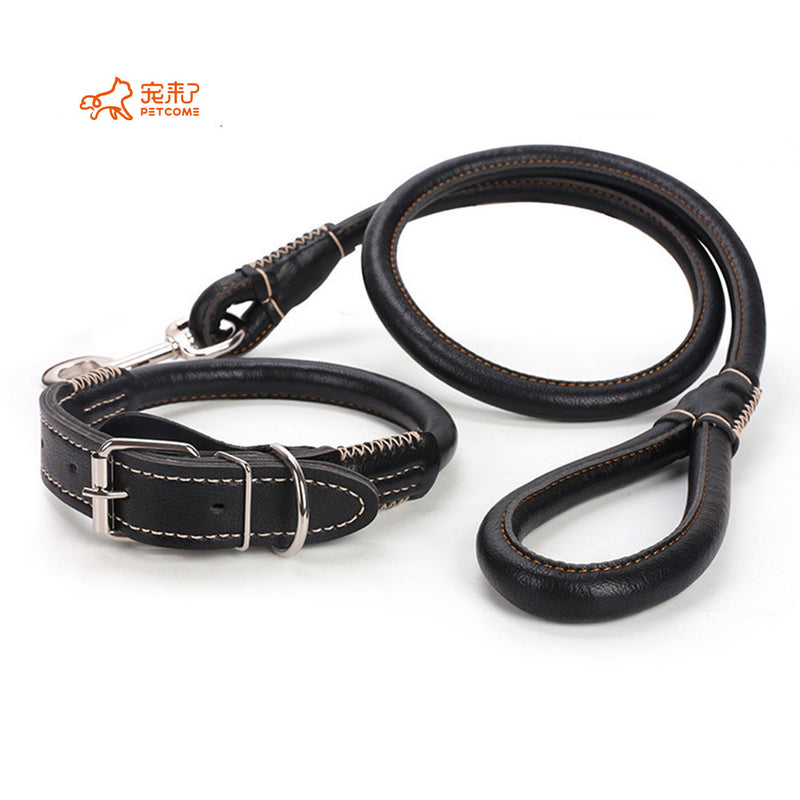 PAWS ASIA Wholesale Hot High Quality PU Leather Heavy Duty Rope Dog Leash And Collar Set
