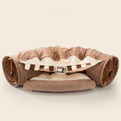 PAWS ASIA Supplier New Hot Sale Foldable Macrame Matcha Color Cat Bed Tunnel Toy