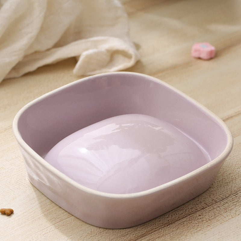 PAWS ASIA Factory High Quality Slanted Ceramic  Kawaii Rectangular Cat Bowl Feeder