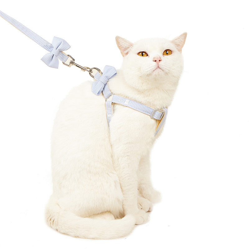 PAWS ASIA Wholesale New Cute Luxury Adjustable Small Cat Vest Harness And Leash Set With Bow