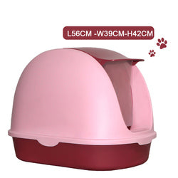 PAWS ASIA Factory New Design Plastic Full Closed Large Cat Litter Box Pet Cleaning With Handle