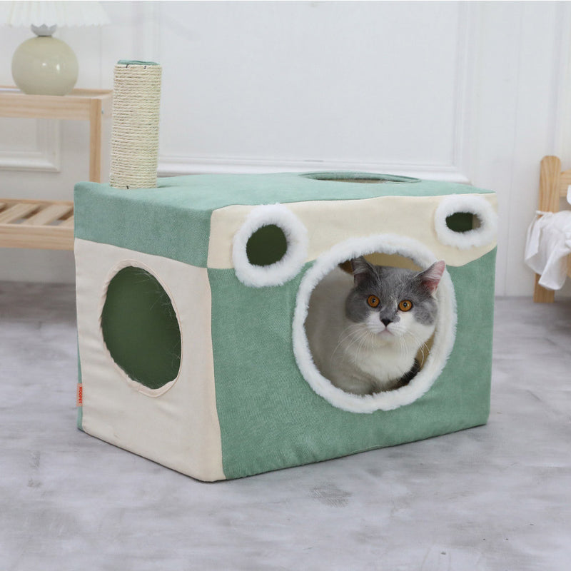 PAWS ASIA Manufacturer Sisal Cute Camera Shape Washable Foldable Cat Tunnel Toy Bed House