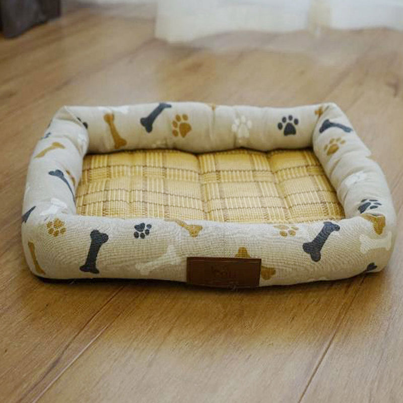 PAWS ASIA AliExpress New Eco Friendly Hemp Summer Washable Cool Mat Square Pet Beds Big Dog Cat4