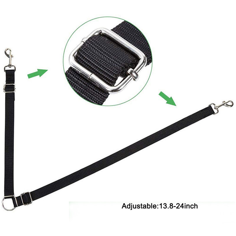 PAWS ASIA Wholesale Black Nylon Adjustable Training Double Hooks Dog Leash For Small Dog