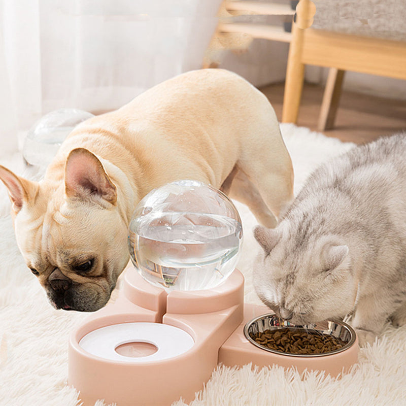 PAWS ASIA Wholesale Modern Portable Stainless Steel Automatic Double Cat Bowl Pet Food And Water