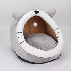 PAWS ASIA Factory Large Grey Indestructible Anti Anxiety Half Open Pet Cat Bed House Toy Dog