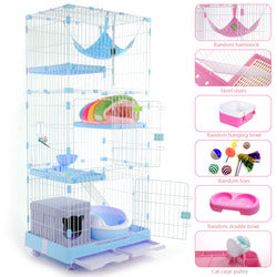 PAWS ASIA Suppliers Wholesale Luxury Outside 3 Layer Big Size Breeding Condo Cage Cat House With Tray Hammock Bowl Toy