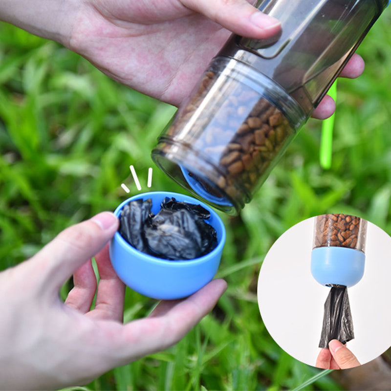 PAWS ASIA Suppliers Plastic Outdoor Multi Use Portable Travel Foldable Pet Water Bottle For Dogs With Poop Bag