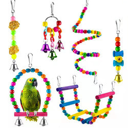 PAWS ASIA Lazada Top Sell High Quality Balancing Hanging Swings Chew Flying Pet Bird Toys Set