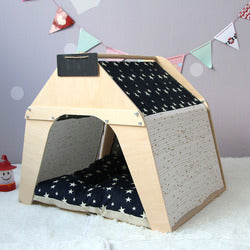 PAWS ASIA Manufacturers Dropshipping Starry Semi Enclosed Lightweight Camping Pet Bed Wood