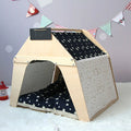 PAWS ASIA Wholesale Lightweight Semi Enclosed Camping Starry Pet Bed Wood