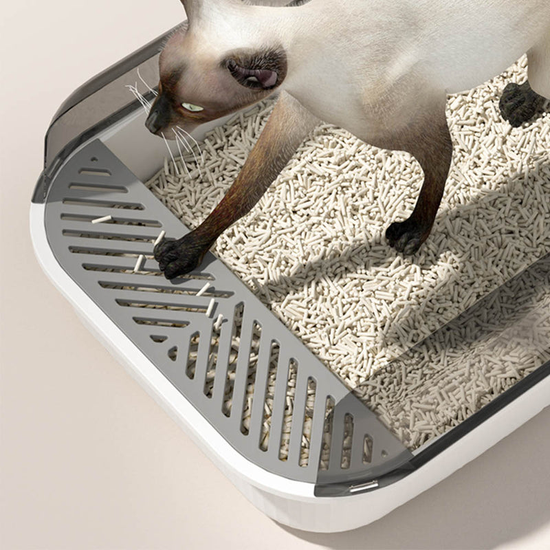 PAWS ASIA Suppliers Plastic Green Semi Closed Open Splash Proof Cat Litter Box Pet Toilet Box