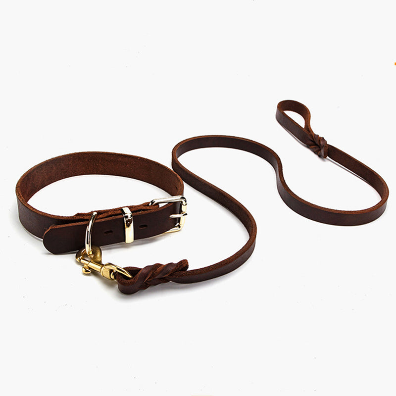 PAWS ASIA Suppliers Hot High Quality Luxury Thick Genuine Cowhide Leather Dog Collar