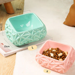PAWS ASIA Suppliers Modern Creative 15 Degree Tilted Multi Color Ceramic Luxury Portable Cat Bowl For Dogs