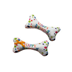 PAWS ASIA Wholesale Cotton Pet Stuffed Soft Plush Funny Birthday Squeaky Cake Dog Toys