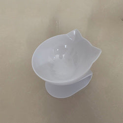 PAWS ASIA Factory New Design Cat Shape Transparent 15 Degree Tilted Raised Double Cat Bowl With Plastic Stand