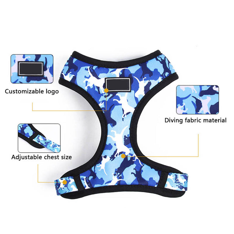 PAWS ASIA Supplier Camo Polyester Mesh Custom Private Label Luxury Dog Harness Set With Poop Bag And Bow tie