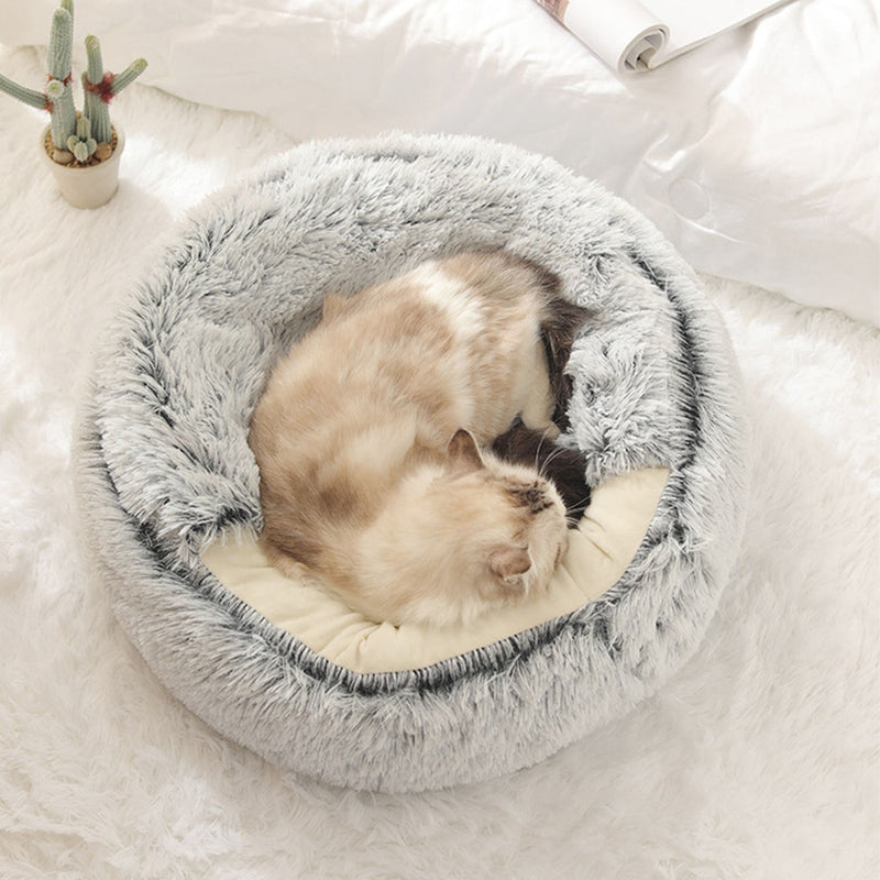 PAWS ASIA Suppliers New Stylish Hot Sale Indoor Cute Plush Soft Luxury Pet Nest Cat Bed With Blanket Cover