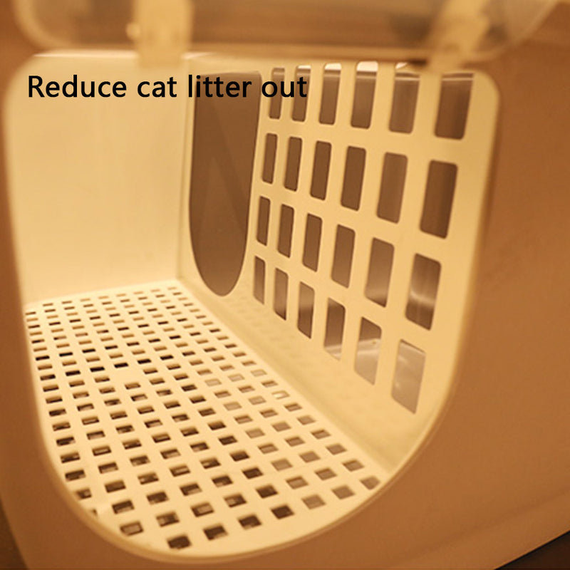 PAWS ASIA Factory Hot Selling Plastic Pink Double Layer Big Size Enclosed Cat Litter Box With Small Corridor