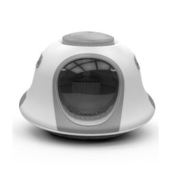 PAWS ASIA Suppliers Low Moq New Pet Travel Grey Jumbo Closed UFO Litter Box Toilet For Cats With Scoop