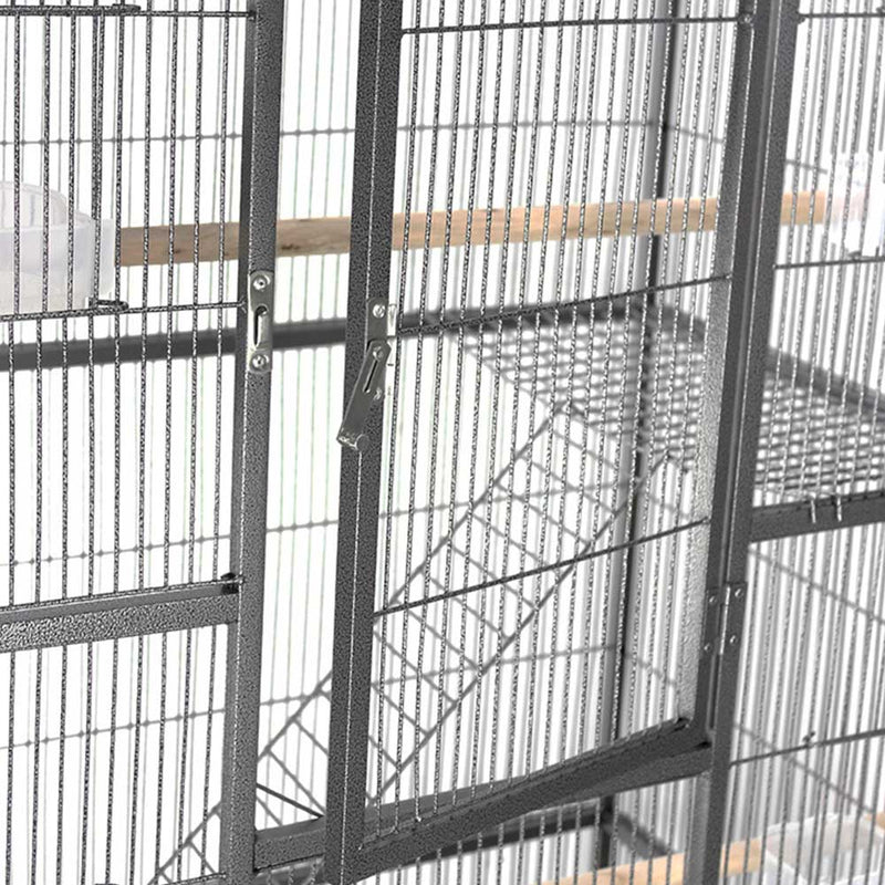 PAWS ASIA Wholesale Huge Metal Parrot Canary Pet 3 Tier Breeding Bird Cage Aviary With Tray And Wheel