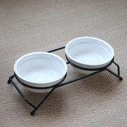 PAWS ASIA Suppliers Fashion Designed Ceramic Elevated Double Metal Stand Cat Bowl Feeder Dog