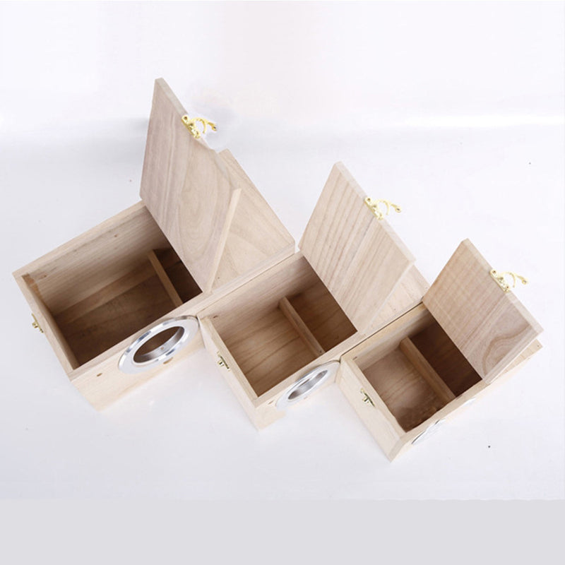 PAWS ASIA Wholesale Wooden Cheap Parrot Cage Accessories Breeding Love Bird Box Nest With Metal Protect Ring