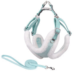PAWS ASIA Suppliers Suede Winter Reflective Luxury Thick Plush Warm Dog Harness Leash