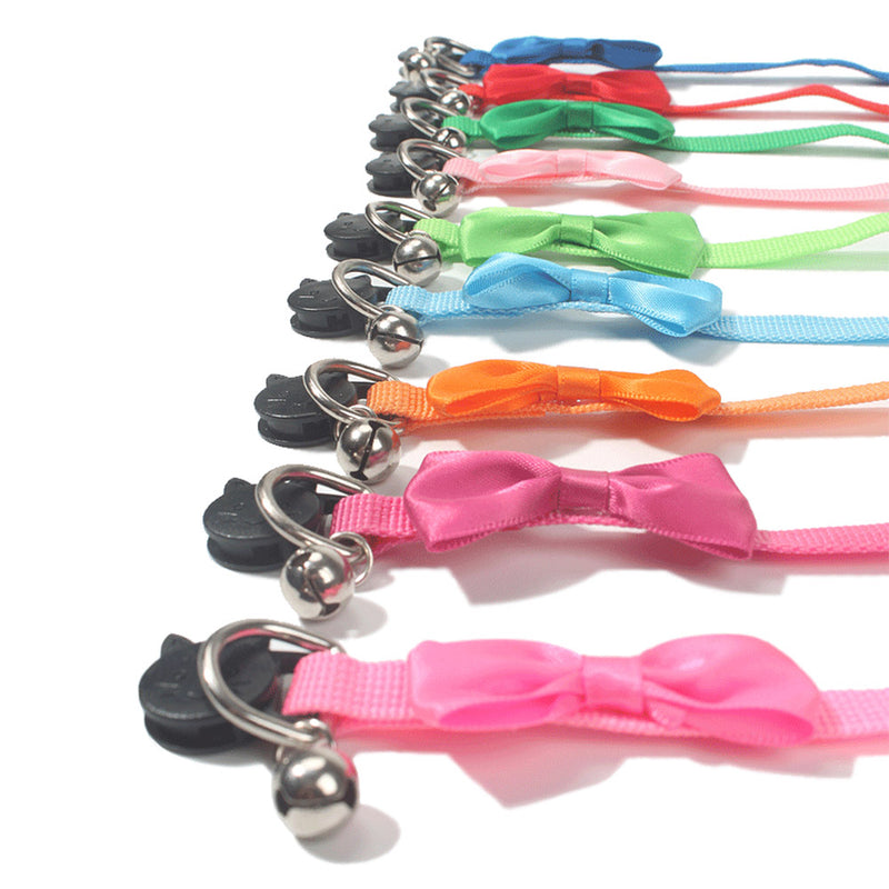 PAWS ASIA Supplier Nylon Cute Multi Color Luxury Adjustable Cat Collar Bow With Bell