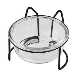 PAWS ASIA China Manufacturers Elevated Metal Stand Tilted Double Water And Food Cat Glass Bowl