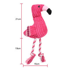 PAWS ASIA Suppliers Fashion Pink Corduroy Stuffed Squeaky Super Chewer Flamingo Dog Toy