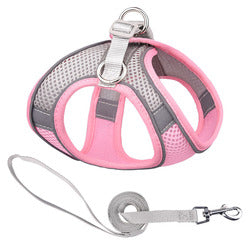PAWS ASIA Supplier Breathable Mesh Reflective Luxury Adjustable Cute Dog Harness And Leash Set
