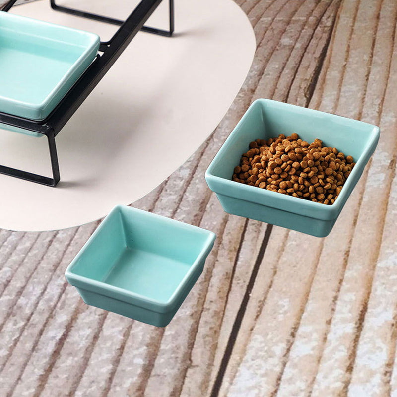 PAWS ASIA Manufacturers Direct Sale Iron Elevated Ceramic Protect Cervical Feeding Dog Bowl Cat