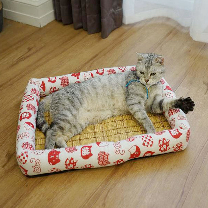 PAWS ASIA AliExpress New Eco Friendly Hemp Summer Washable Cool Mat Square Pet Beds Big Dog Cat6