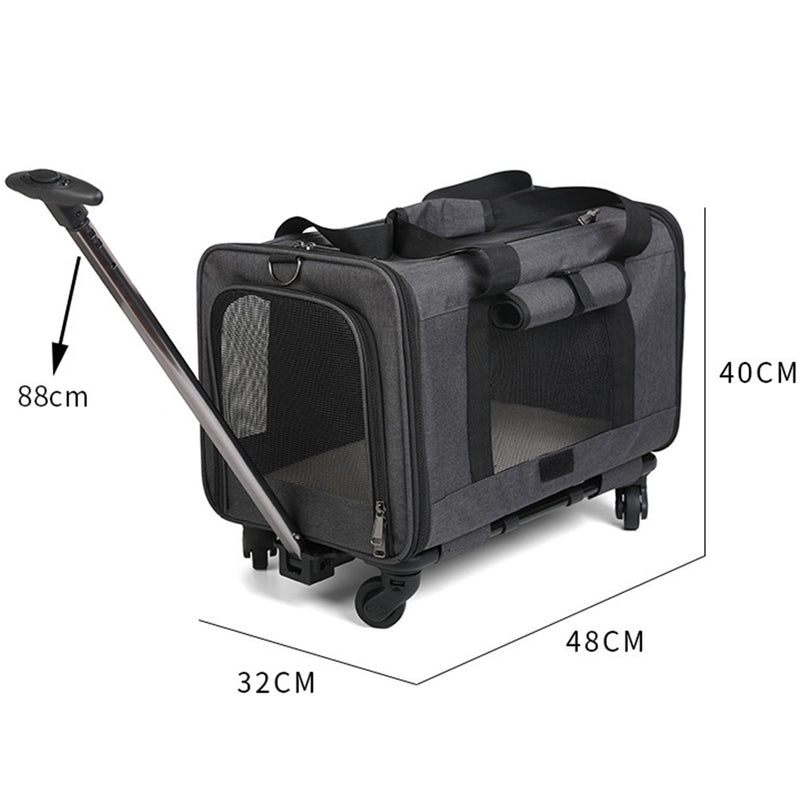 PAWS ASIA Wholesale Multifunctional Outdoor Collapsible Pet Trolley Case Cat Carrier Dog Bags With Wheels