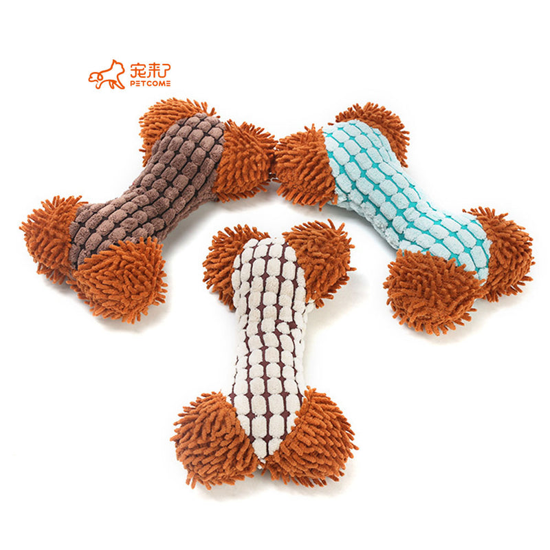 PAWS ASIA Suppliers Pet Chew Interactive Plush Teeth Cleaning Squeaker Dog Bone Toy