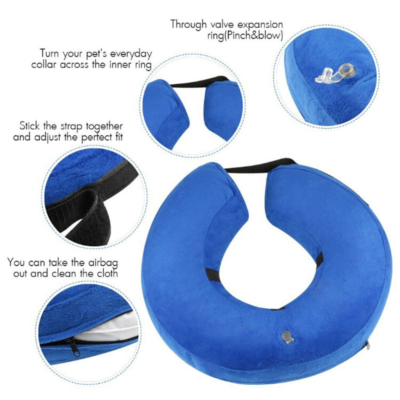PAWS ASIA Suppliers Adjustable Protective Anti Scratch Recovery Inflatable Dog Collar For After Surgery