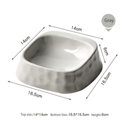 PAWS ASIA Factory High Quality Slanted Ceramic  Kawaii Rectangular Cat Bowl Feeder